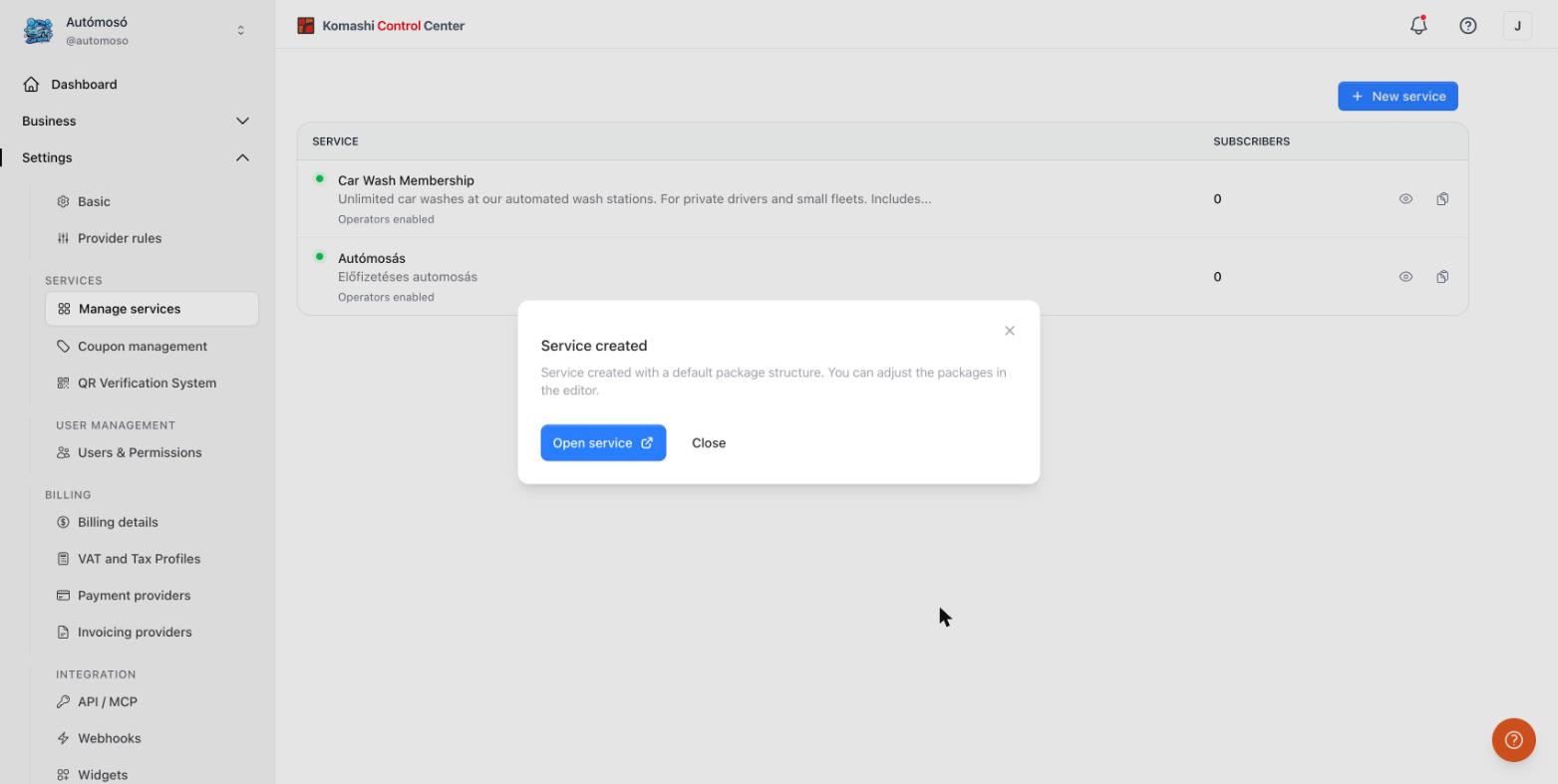 Service created