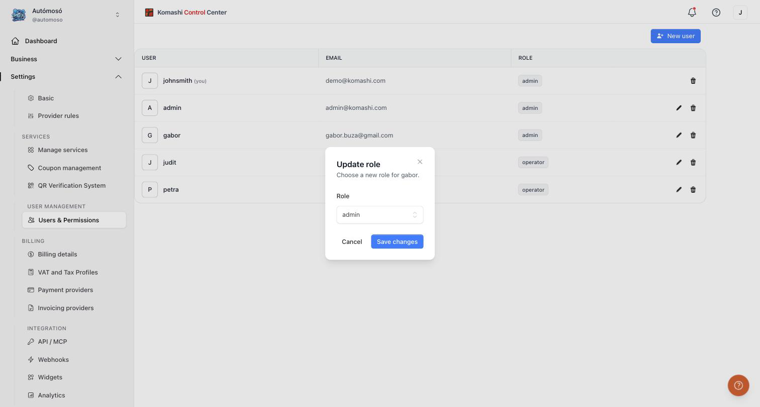 Update role dialog